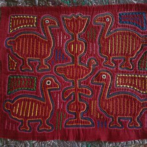 Latin American KUNA MOLA Handmade Textile Art Panel - Bird Motif